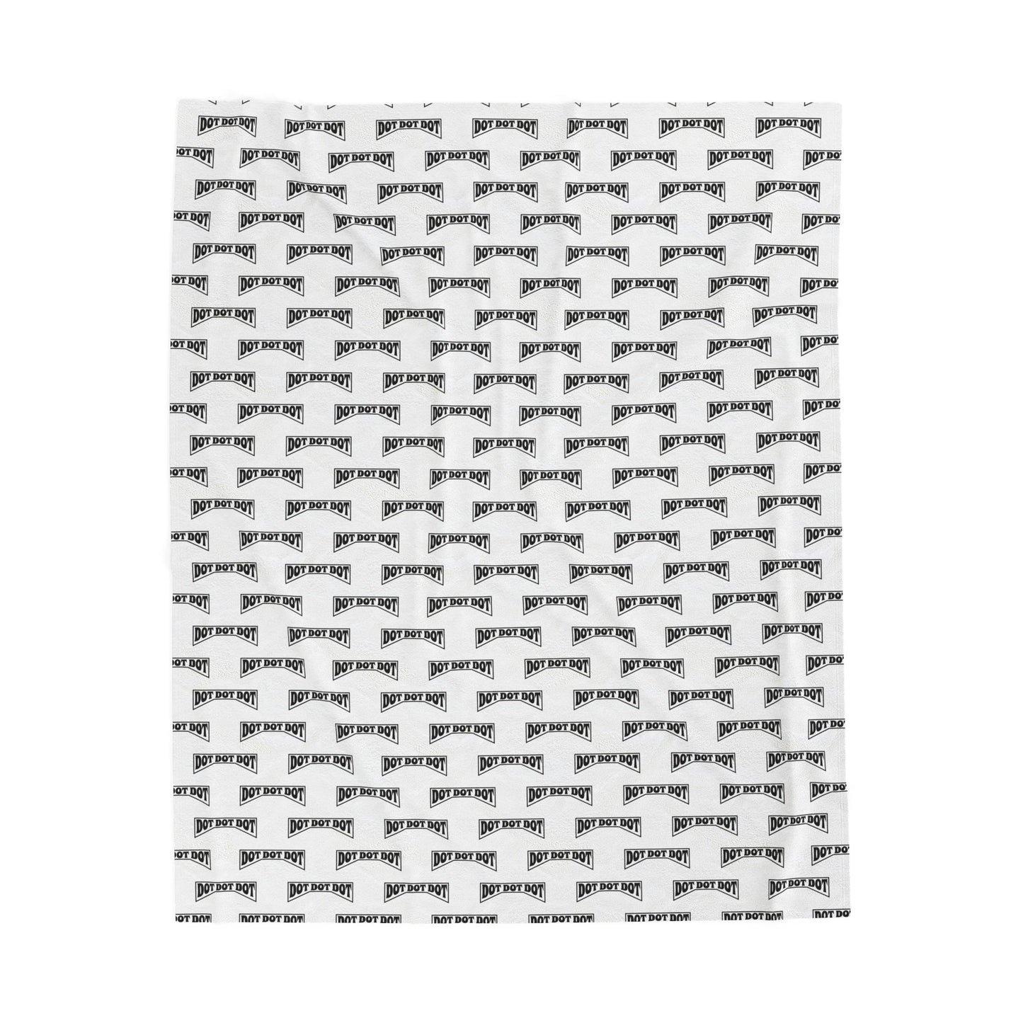 Velveteen Plush Blanket - Black Emblem Diagonal Dot Pattern Design