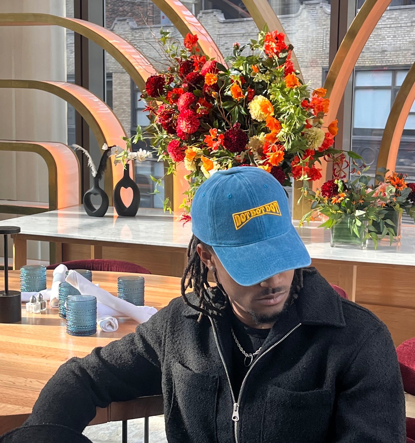 Denim-Gold Cap