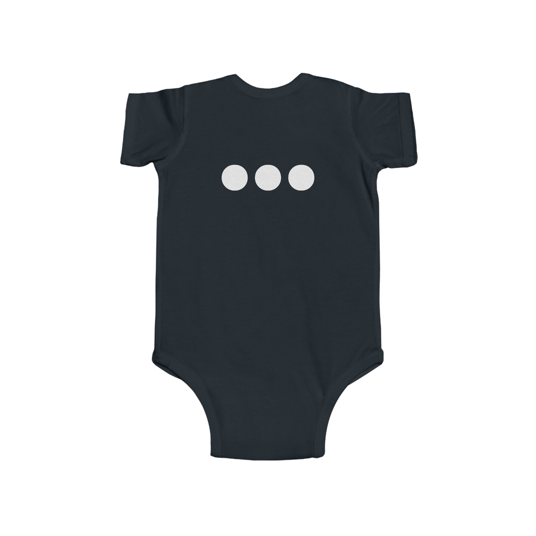 Baby Bodysuit Emblem Front Centered with Iconic 3 Dots on Back