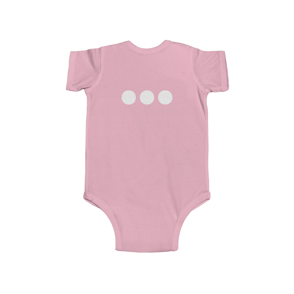 Baby Bodysuit Emblem Front Centered with Iconic 3 Dots on Back