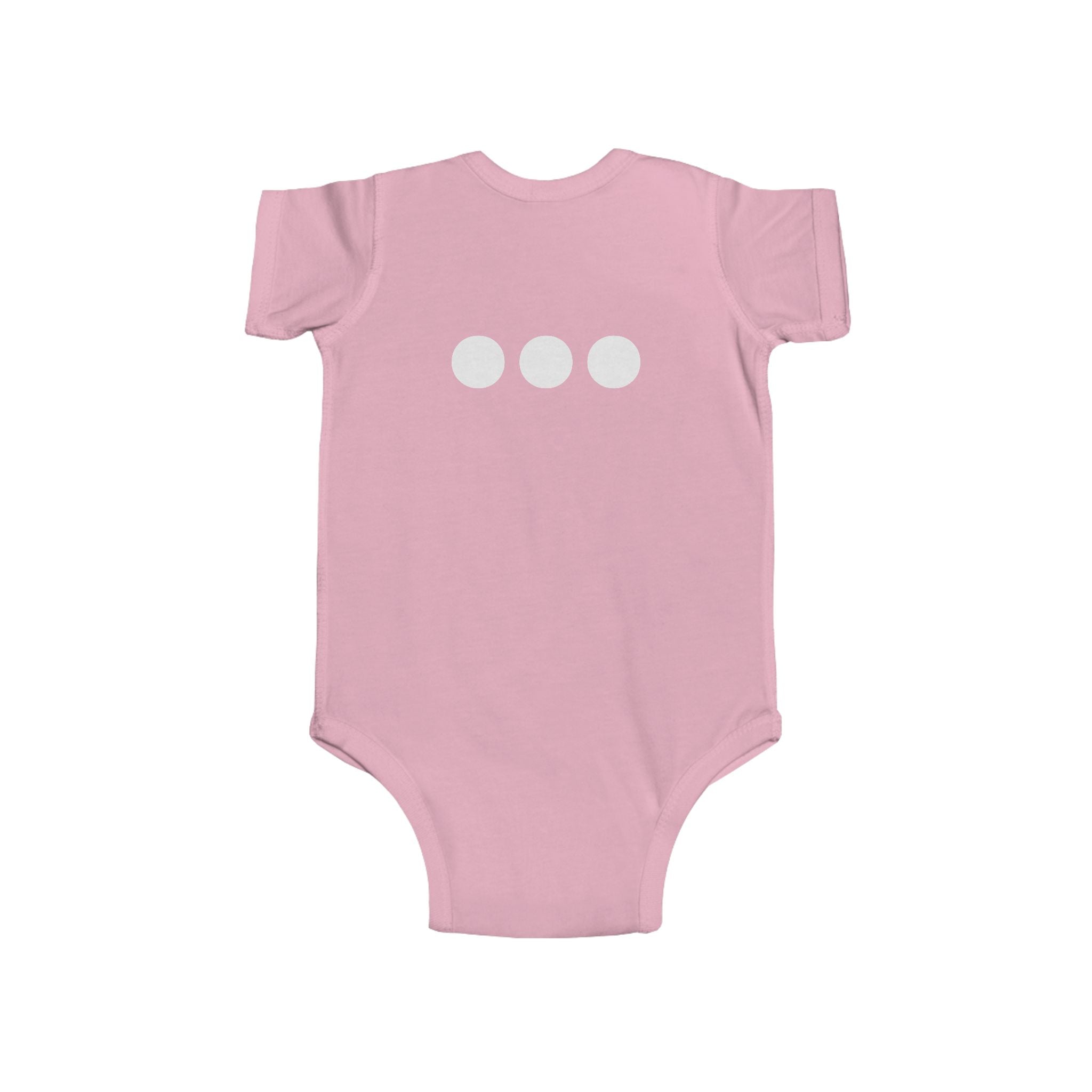 Baby Bodysuit Emblem Front Centered with Iconic 3 Dots on Back