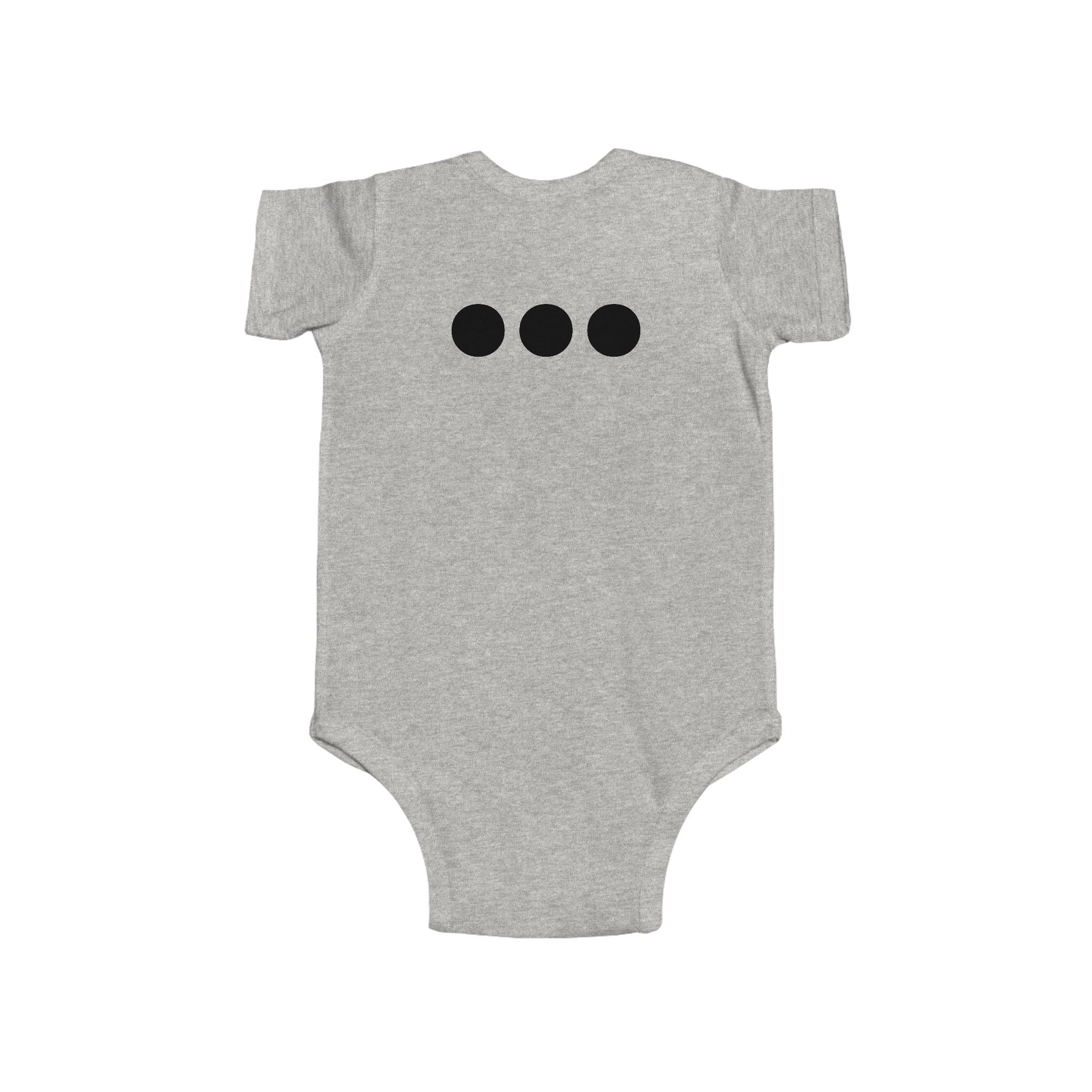 Baby Bodysuit Emblem Front Centered with Iconic 3 Dots on Back