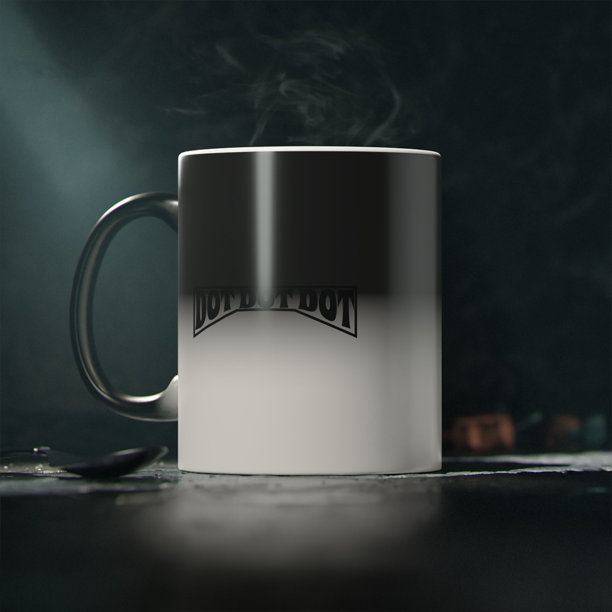 Magic DOT Mug — Black Handle Heat-Activated Coffee Mug with Retro “DON'T” Typography