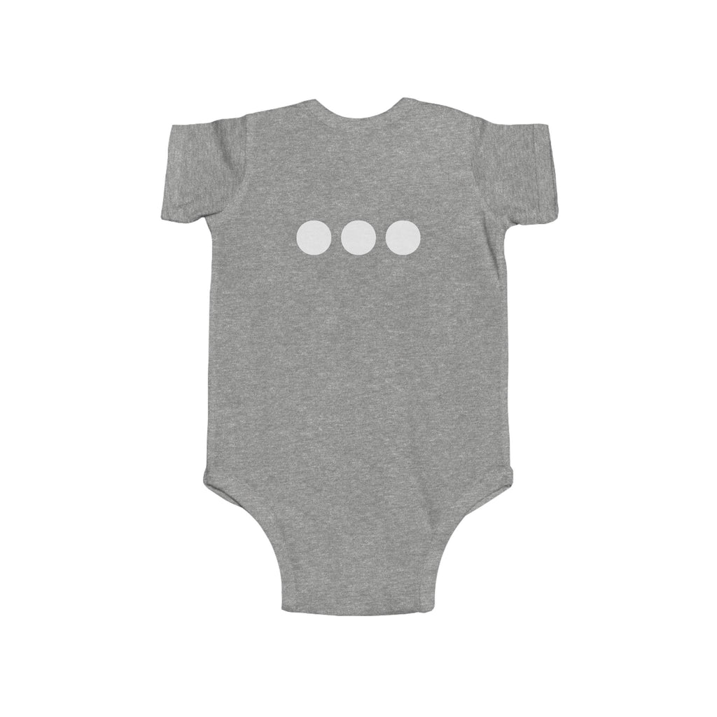 Baby Bodysuit Emblem Front Centered with Iconic 3 Dots on Back
