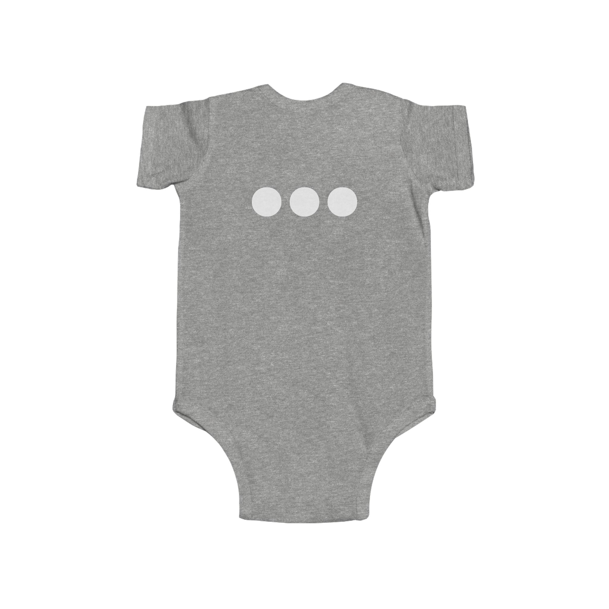 Baby Bodysuit Emblem Front Centered with Iconic 3 Dots on Back