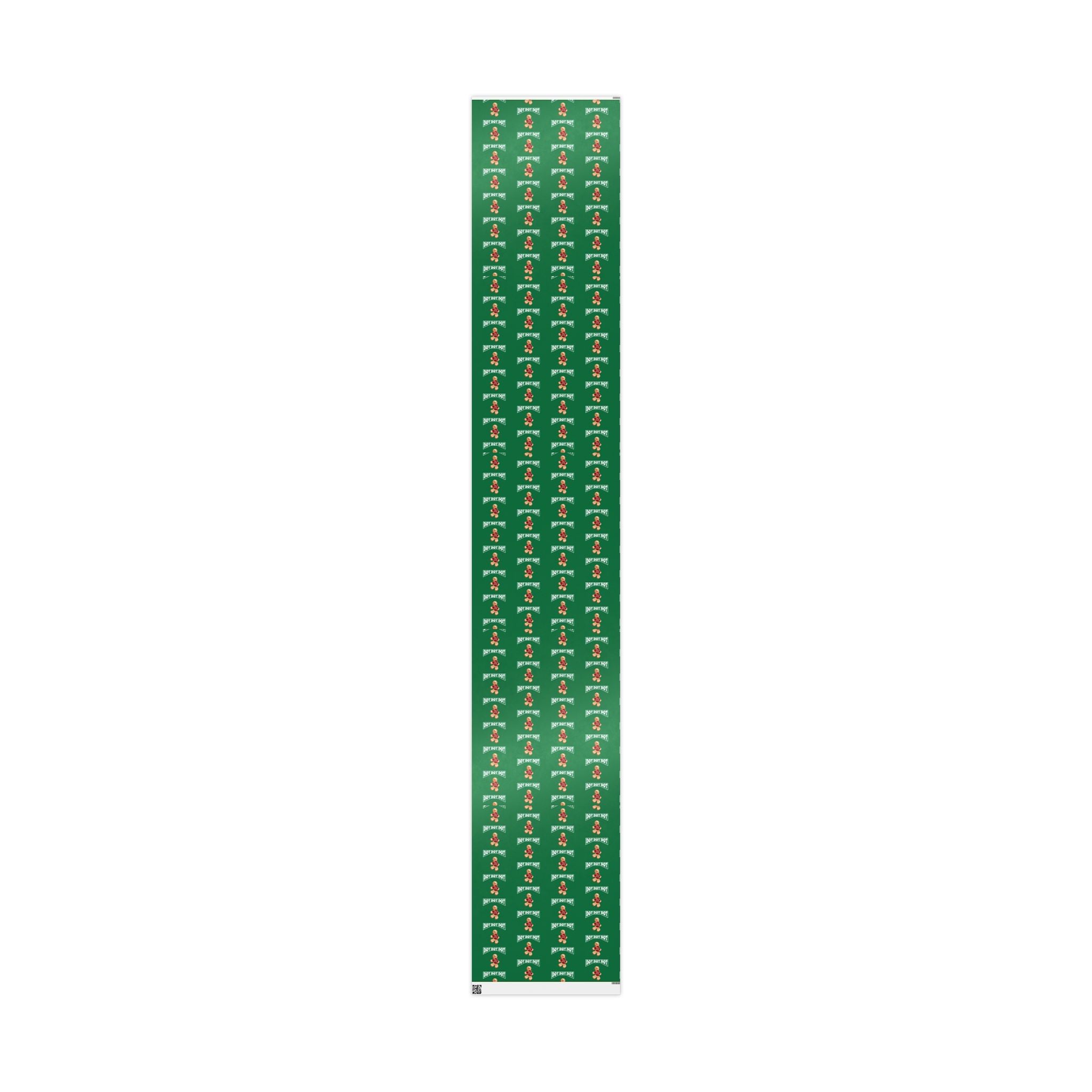 Christmas Gingerbread Wrapping Paper Roll — Green Holiday Gift Wrap with Cookies Pattern