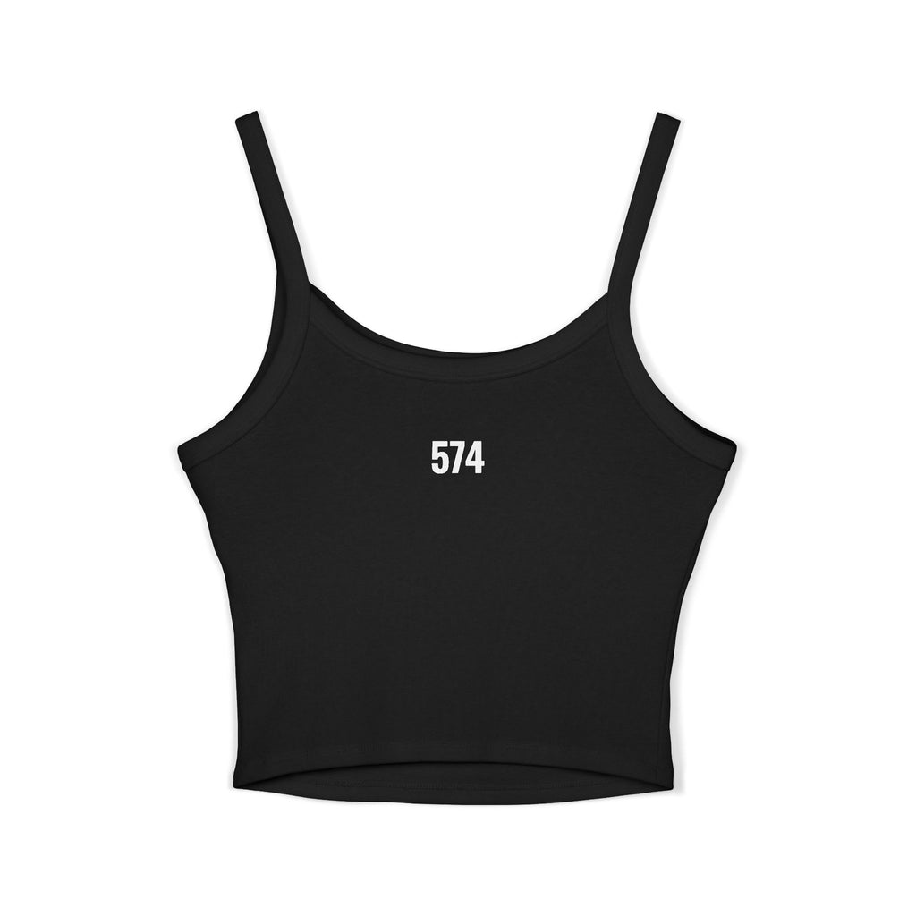 574 Minimalist White Spaghetti Strap Tank Top — Vintage Number Graphic