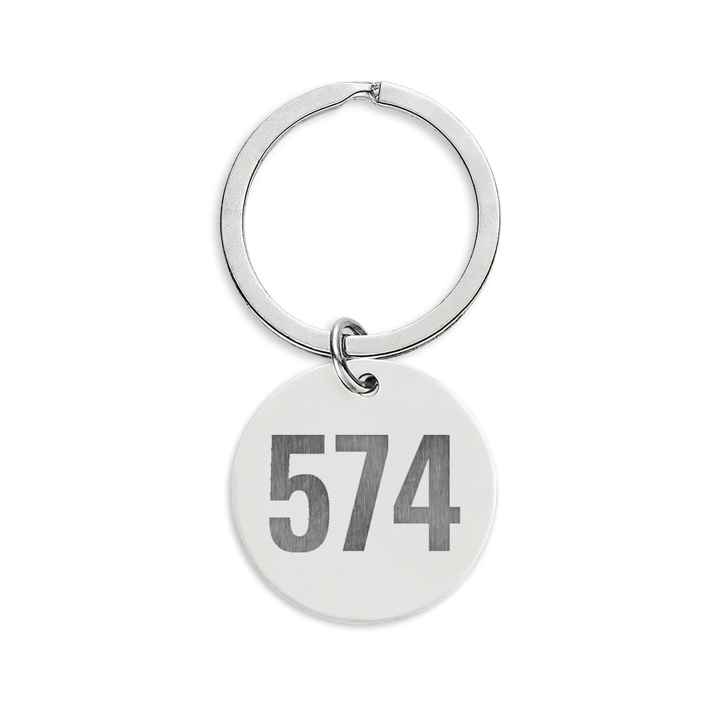 Engraved Stainless Steel Round Keychain – Custom Number or Ellipsis Charm