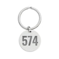 Engraved Stainless Steel Round Keychain – Custom Number or Ellipsis Charm
