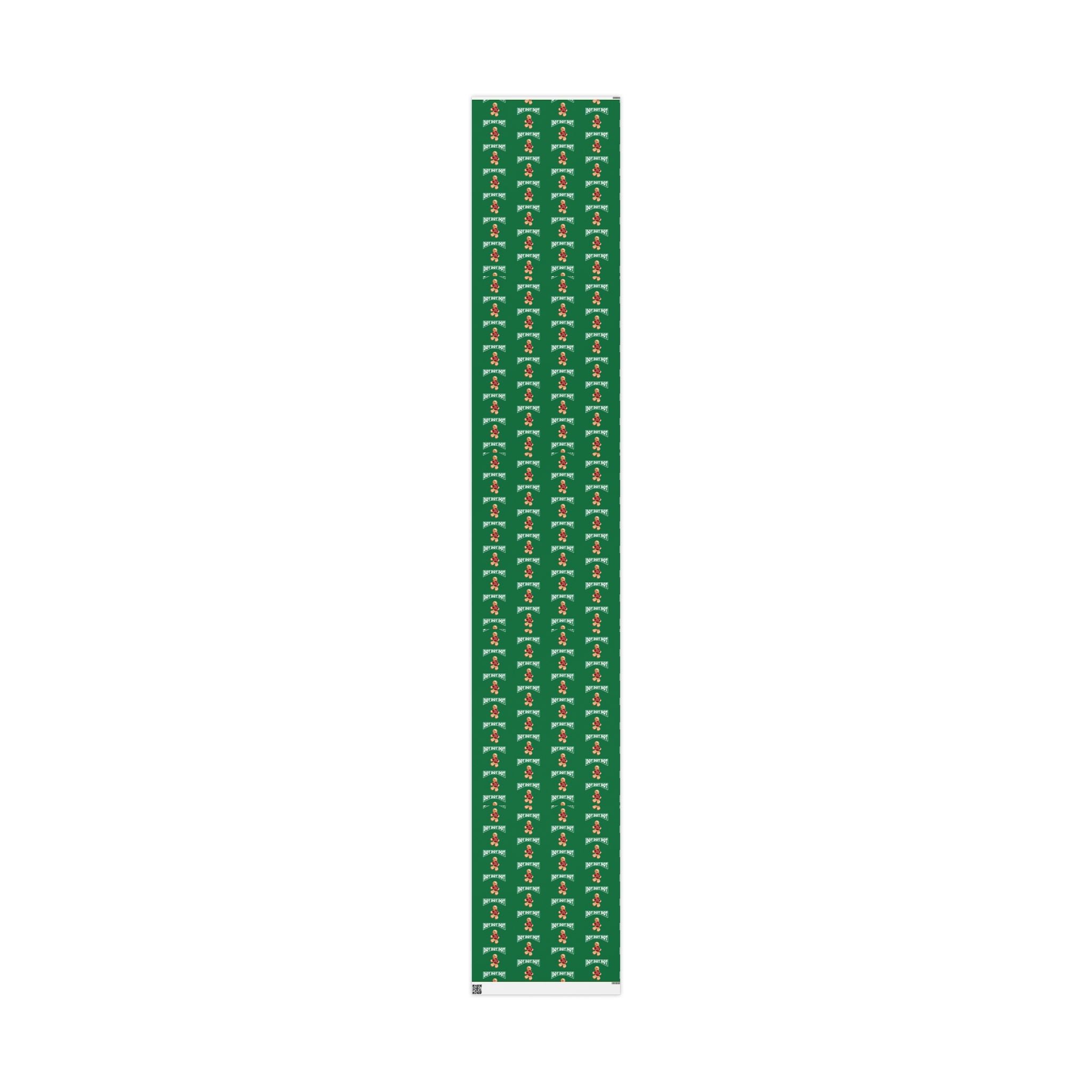 Christmas Gingerbread Wrapping Paper Roll — Green Holiday Gift Wrap with Cookies Pattern