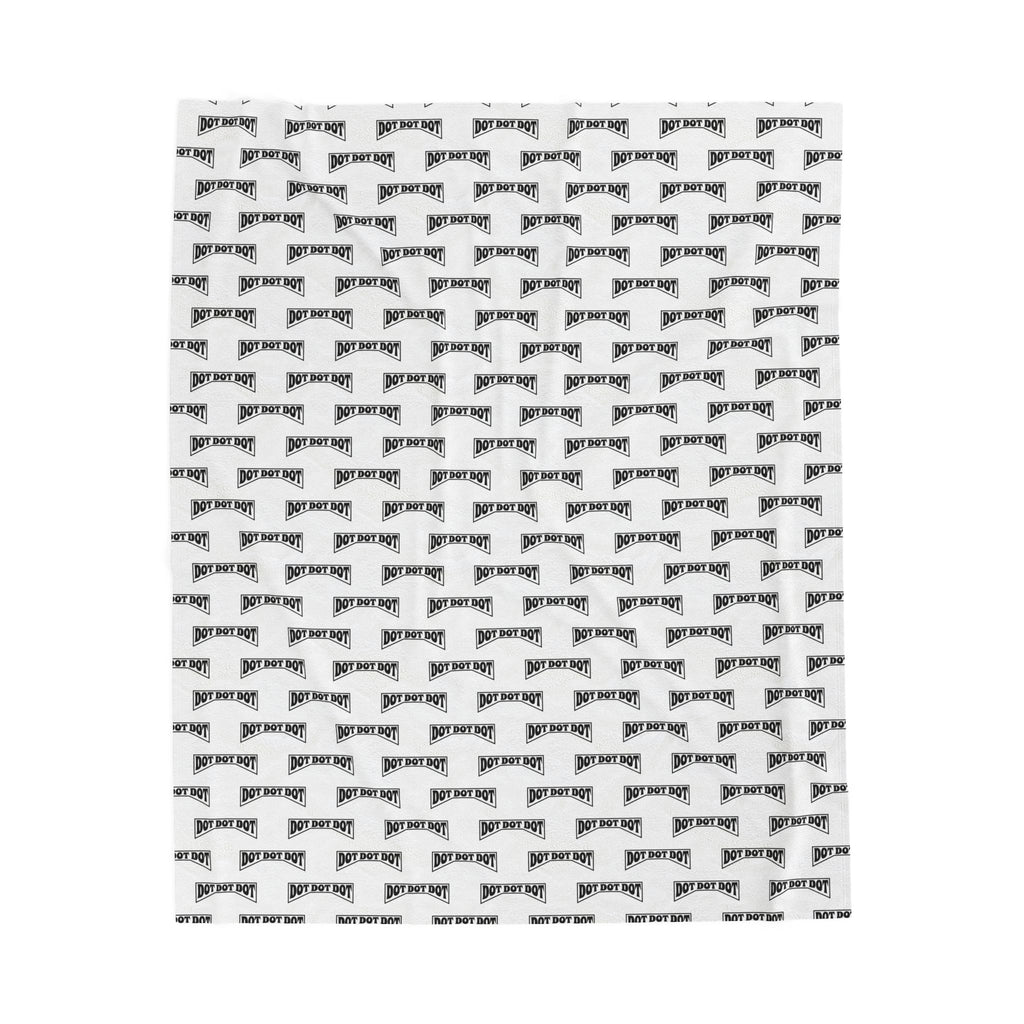 Velveteen Plush Blanket - Black Emblem Diagonal Dot Pattern Design