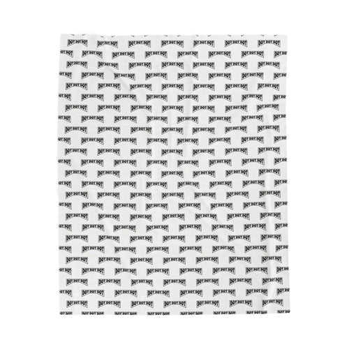 Velveteen Plush Blanket - Black Emblem Diagonal Dot Pattern Design