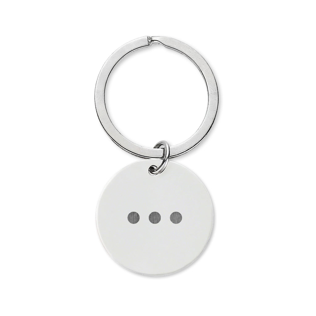 Engraved Stainless Steel Round Keychain – Custom Number or Ellipsis Charm