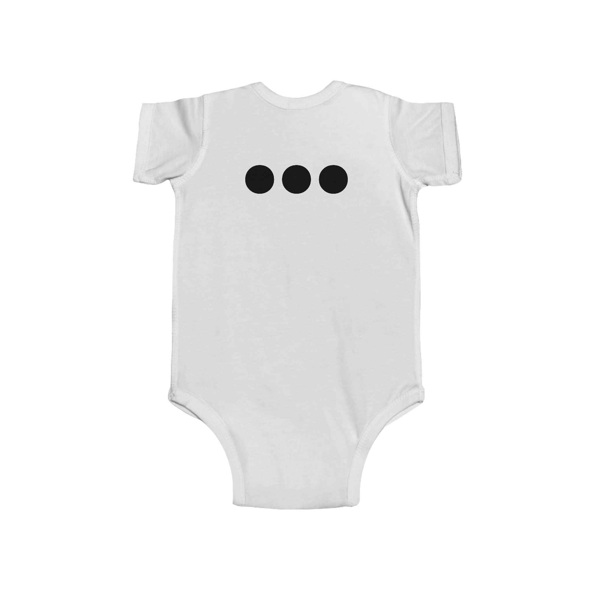 Baby Bodysuit Emblem Front Centered with Iconic 3 Dots on Back