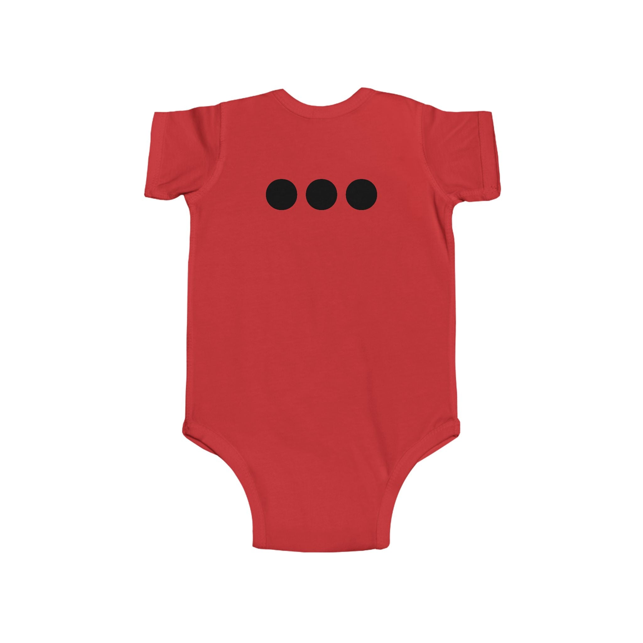 Baby Bodysuit Emblem Front Centered with Iconic 3 Dots on Back