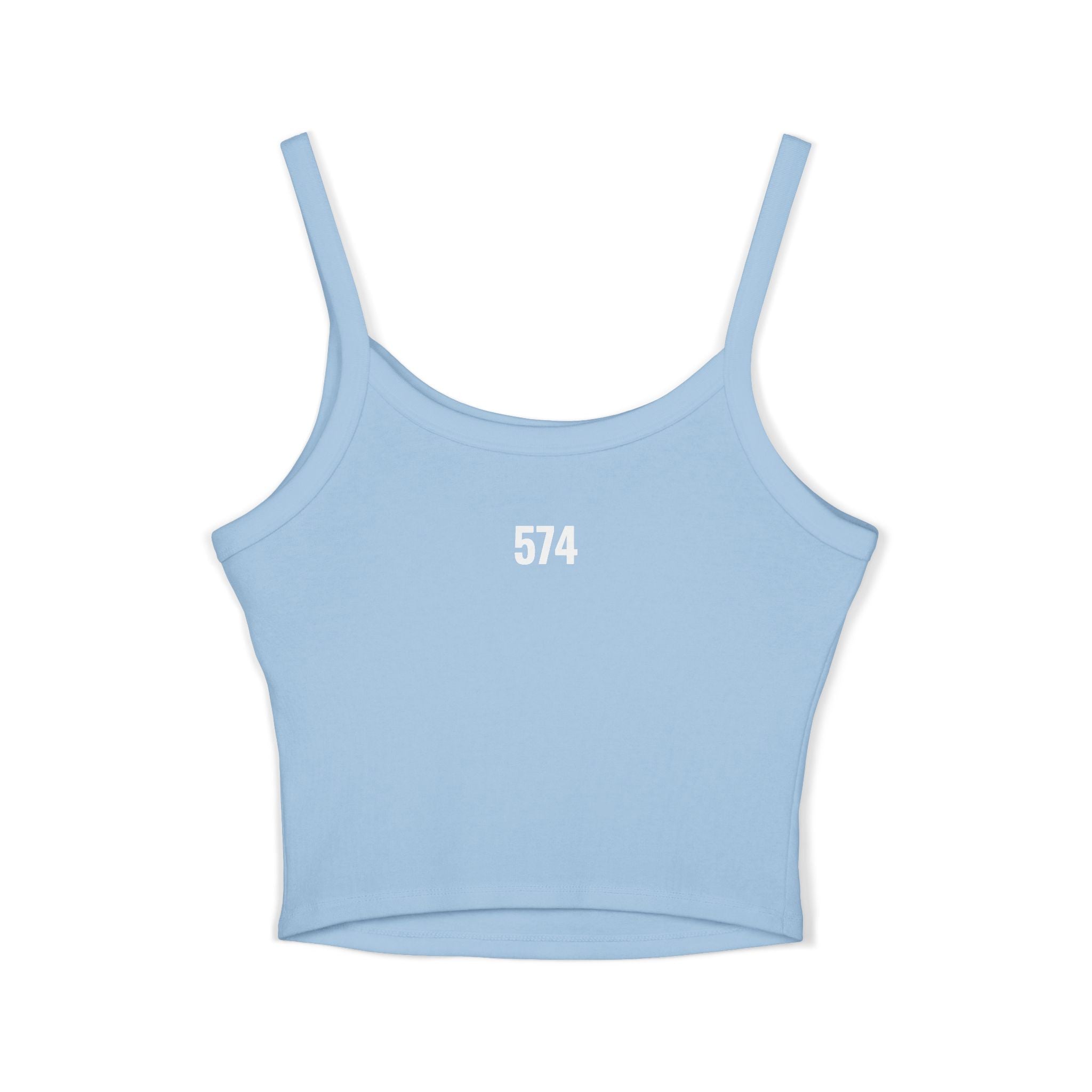 574 Minimalist White Spaghetti Strap Tank Top — Vintage Number Graphic