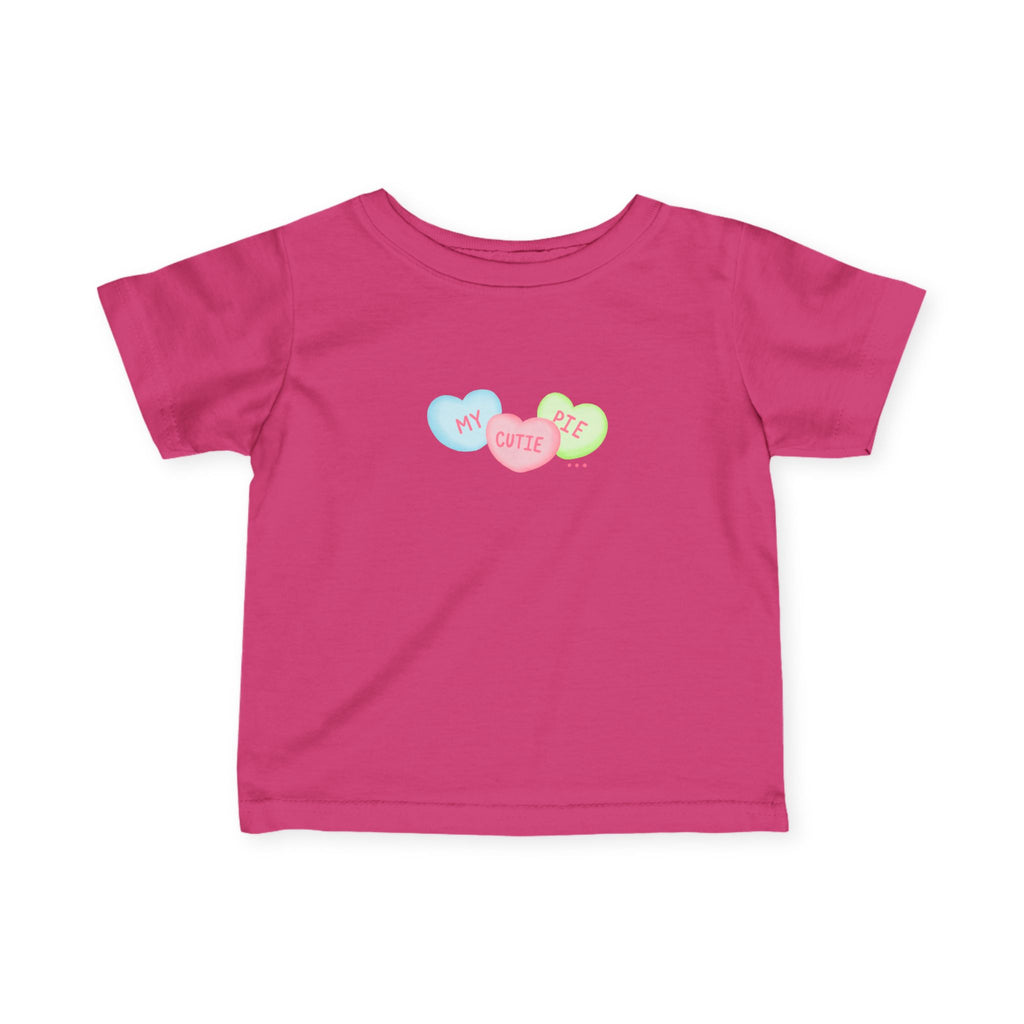 "My Cutie Pie" Infant Tee — Pastel Conversation Harts Baby Shirt