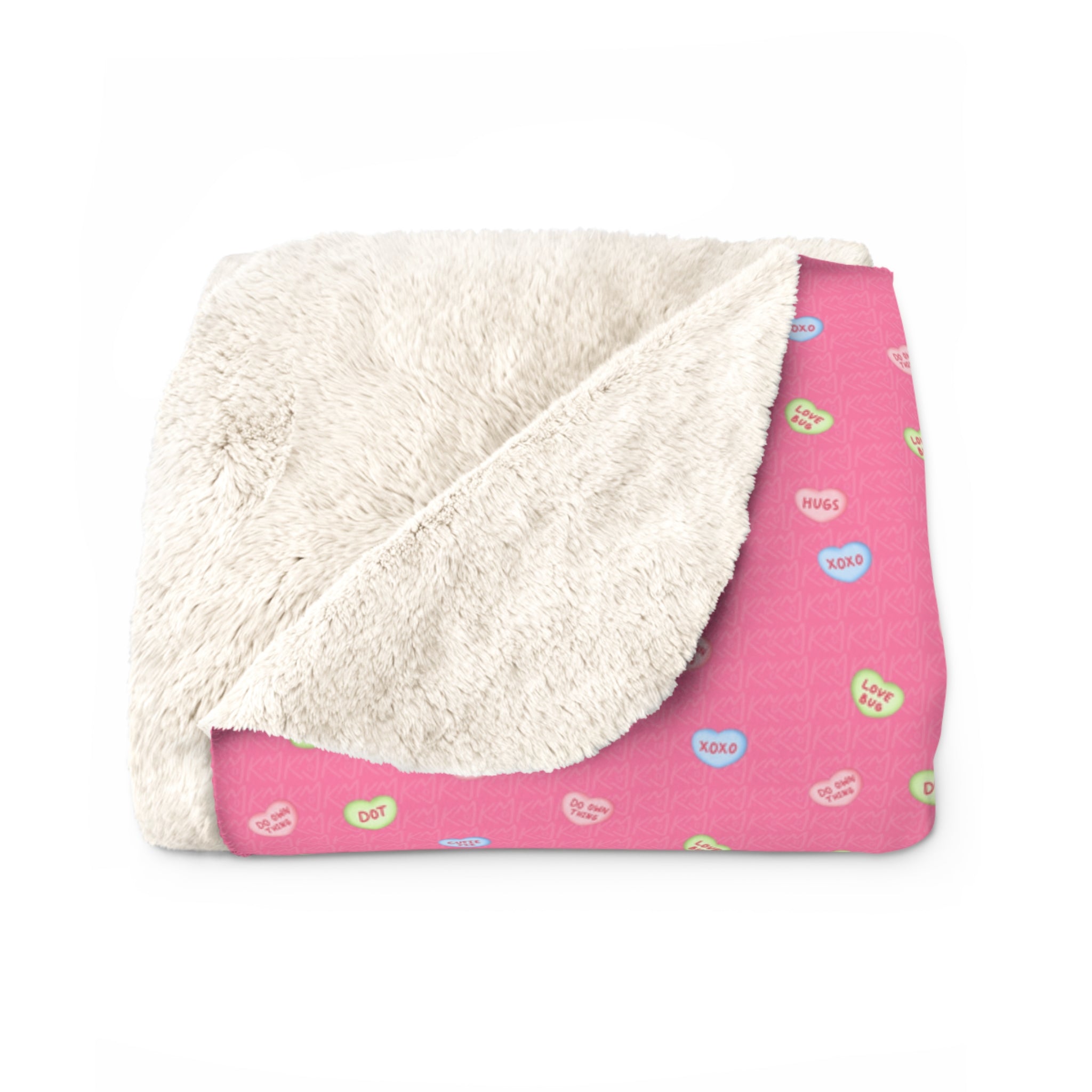Pink Hart Dot Sherpa Blanket — Cozy Fleece Throw