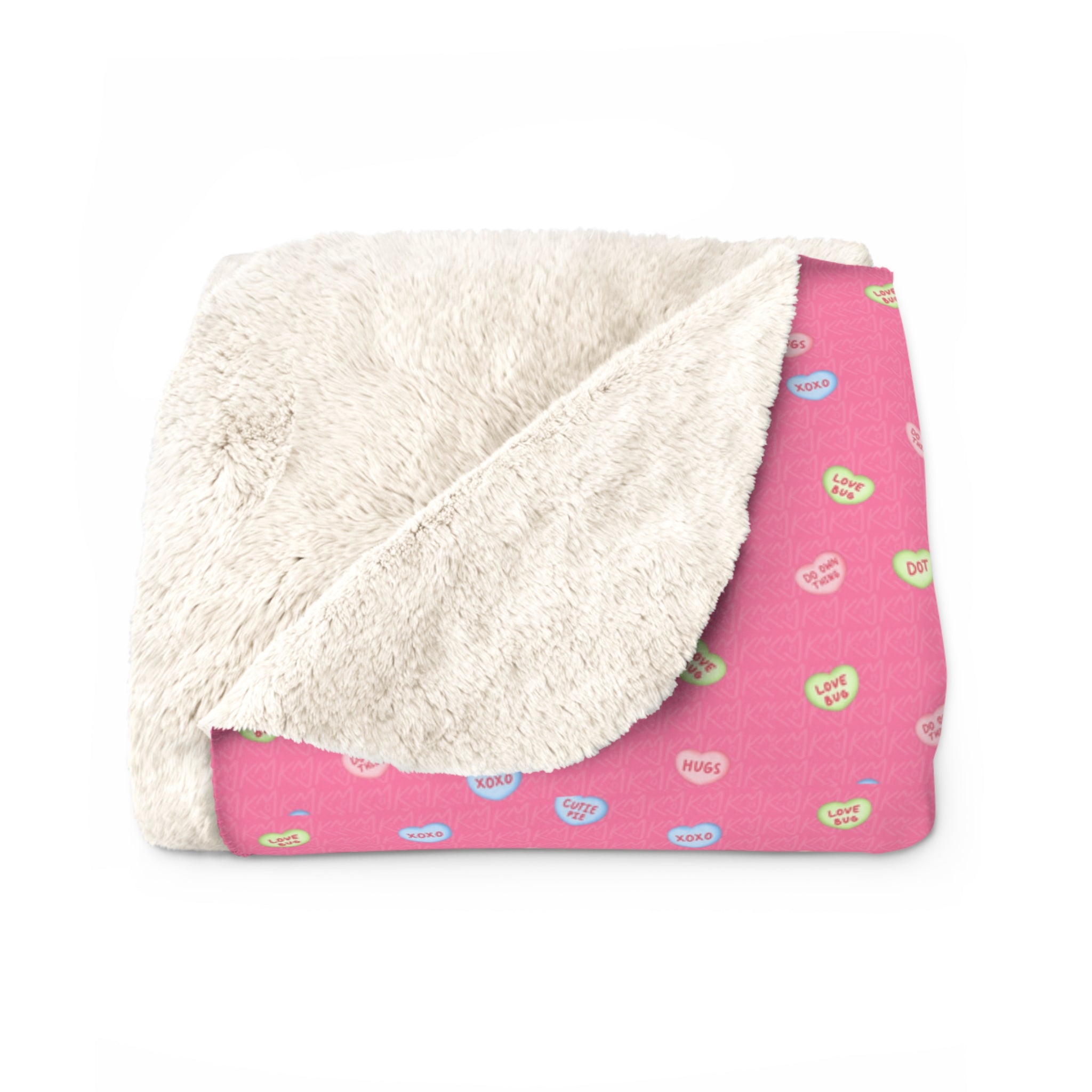 Pink Hart Dot Sherpa Blanket — Cozy Fleece Throw