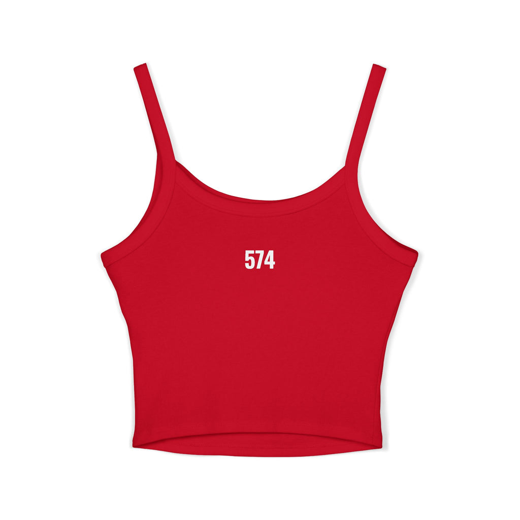 574 Minimalist White Spaghetti Strap Tank Top — Vintage Number Graphic